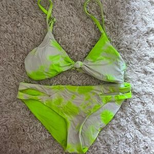 dippin daisy's small neon green tie-dye bathing suit
